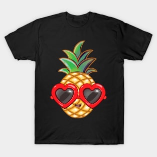 Pineapple Heart-Shaped Sunglasses T-Shirt